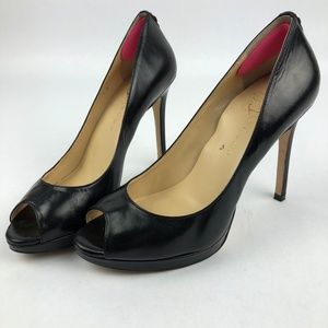 IVANKA TRUMP BLACK LEATHER PUMPS STILETTOS SHOES 7